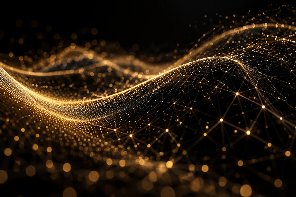 Abstract gold particle network — artificial intelligence and technology